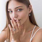 Золотое кольцо с голубым топазом и бриллиантами C01099R от ювелирного магазина Оникс - 3