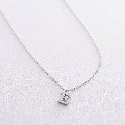Серебряное колье с буквой Е 18619б