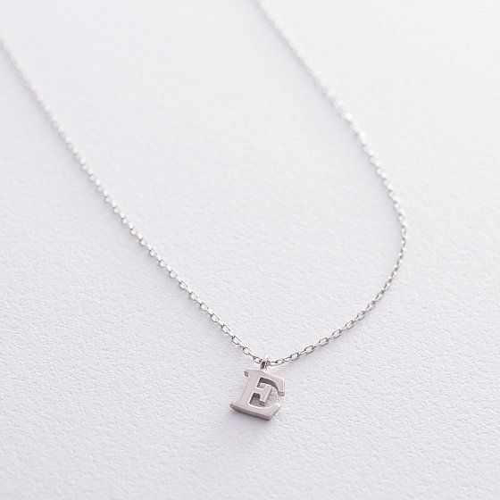 Серебряное колье с буквой Е 18619б