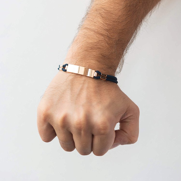 Чоловічий браслет із золотими вставками (можливе гравіювання) б05159 від ювелірного магазину Онікс - 1