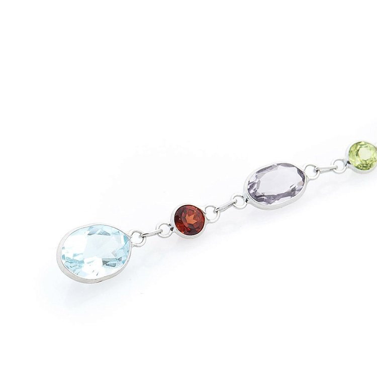 Золоті сережки (аметист, цитрин, уваровит, піроп, топаз) сб0142sp від ювелірного магазину Онікс - 1