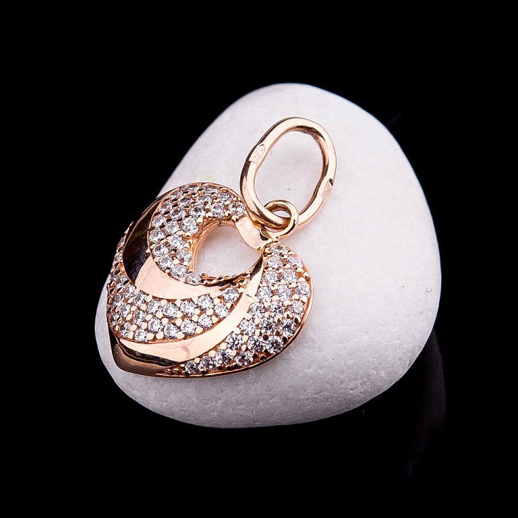 Золота підвіска "Серце" з фіанітами п02306 від ювелірного магазину Онікс - 1