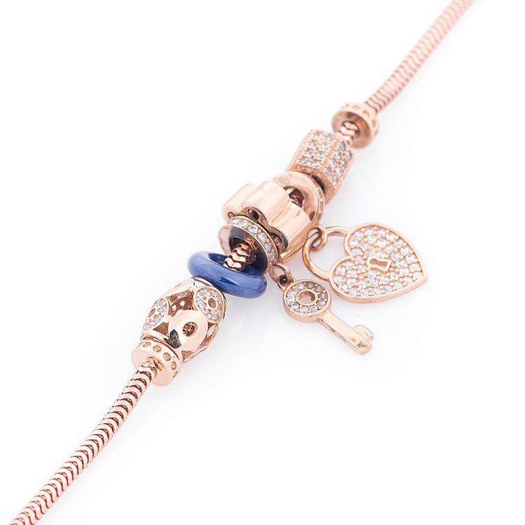 Золотий браслет з підвісками б02739 від ювелірного магазину Онікс - 1