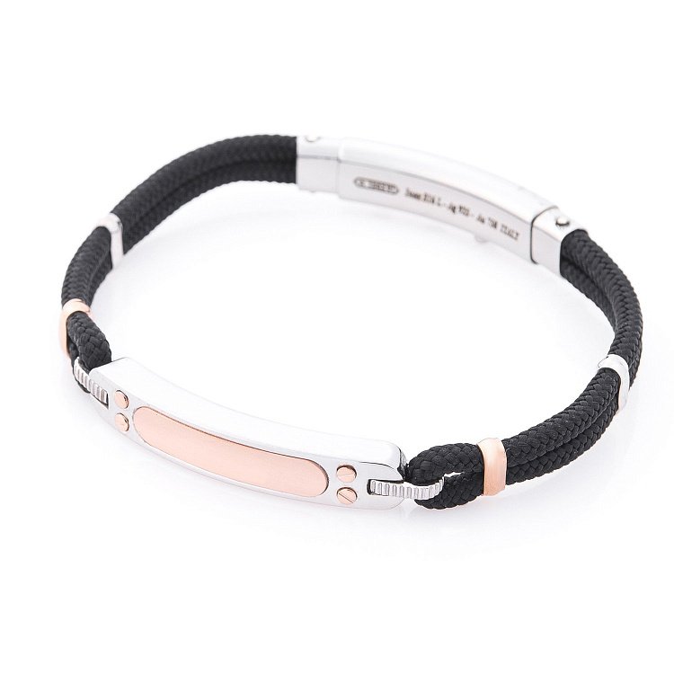 Чоловічий браслет з кевлара з сріблом і золотою вставкою ZANCAN EXB785R-N від ювелірного магазину Онікс