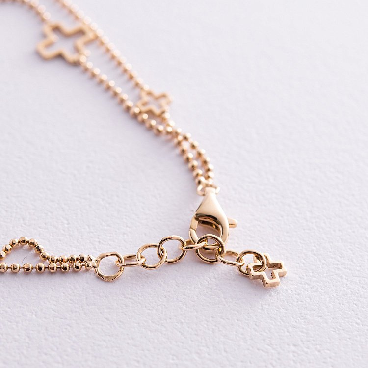 Браслет "Хрестики" у жовтому золоті б04499 від ювелірного магазину Онікс - 4