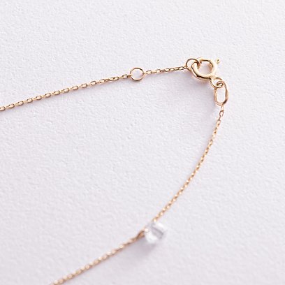 Золотой браслет "Перышки" на ногу (фианиты) б04797 №5