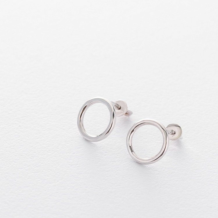 Срібні сережки-пусети "Маленький кругообіг" 1.1 см 122490 від ювелірного магазину Онікс - 3