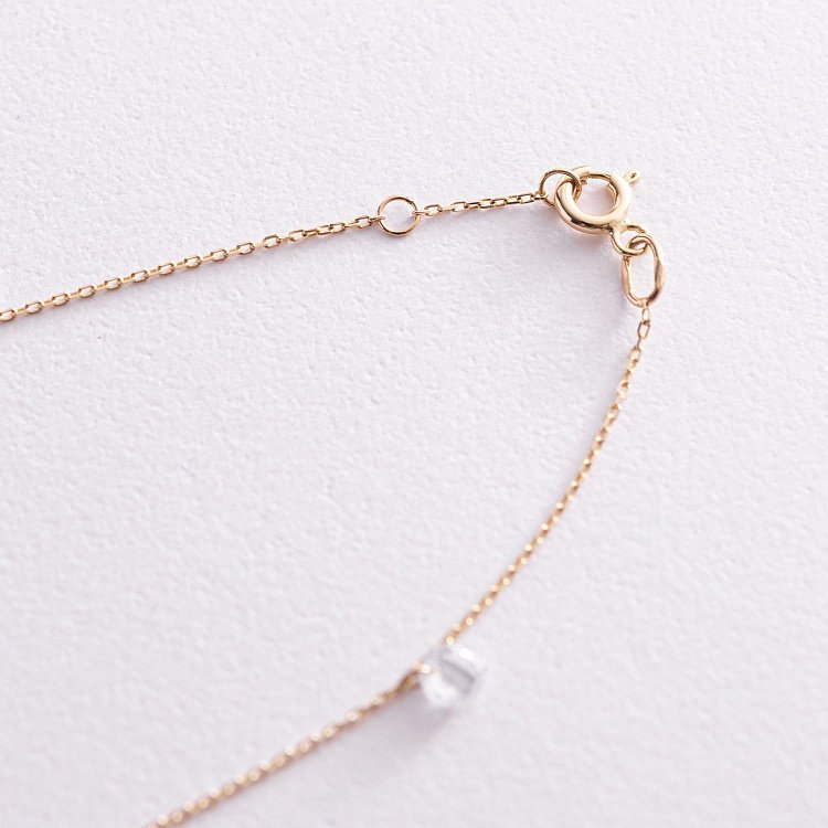 Золотой браслет "Перышки" на ногу (фианиты) б04797 от ювелирного магазина Оникс - 5