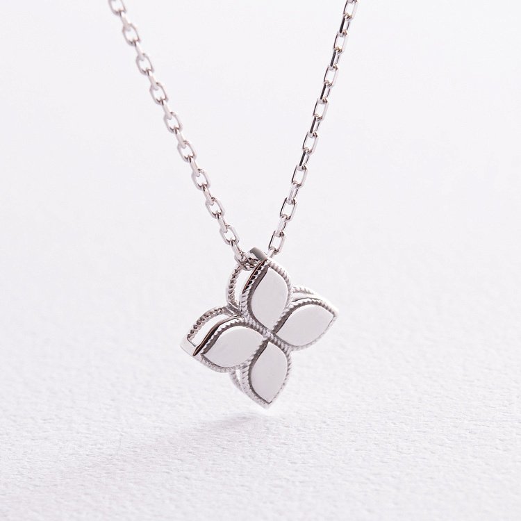 Колье "Клевер" в белом золоте кол02438 от ювелирного магазина Оникс