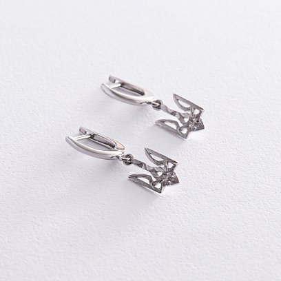 Срібні сережки "Герб України - Тризуб" 863 №2