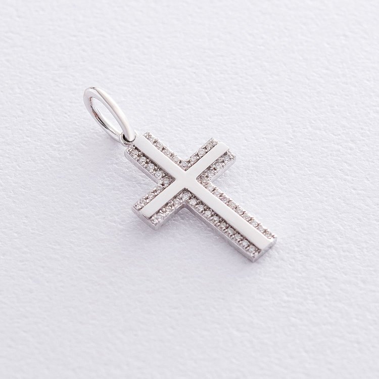 Золотой крестик с бриллиантами пб01861b от ювелирного магазина Оникс