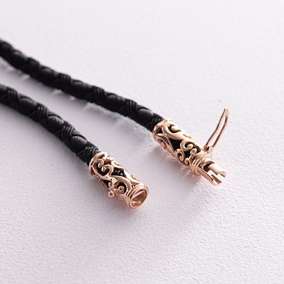 Ювелірний шовковий шнурок із золотою застібкою ш0014 №3