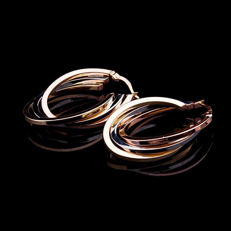 Золотые серьги "Кольца" с01853 от ювелирного магазина Оникс - 3