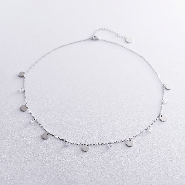 Серебряное колье "Монетки" с фианитами 18940 от ювелирного магазина Оникс - 1