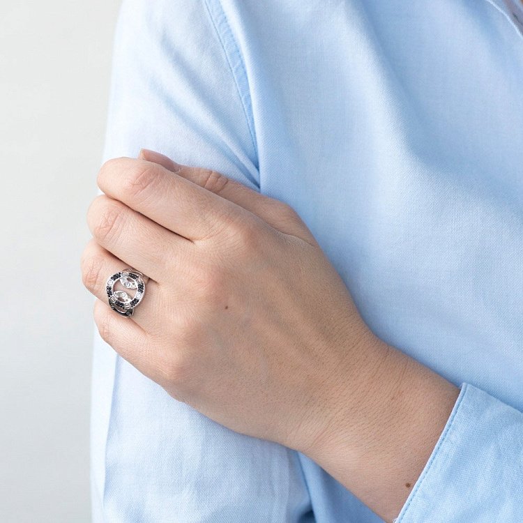 Золота каблучка з фіанітами к05578 від ювелірного магазину Онікс - 3