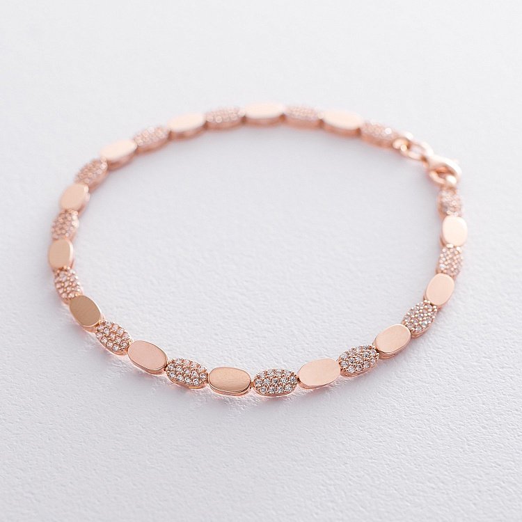 Золотой браслет с фианитами б04113 от ювелирного магазина Оникс