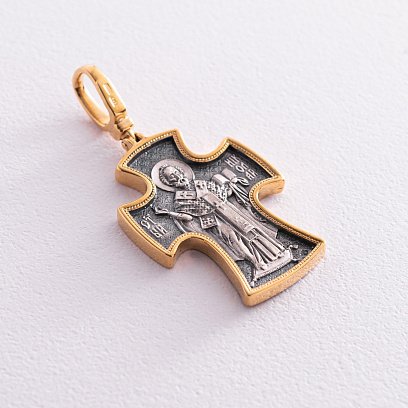 Срібний православний хрест з позолотою 132300 №2