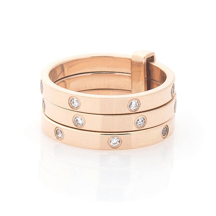 Тройное кольцо с фианитами к02619 от ювелирного магазина Оникс - 1