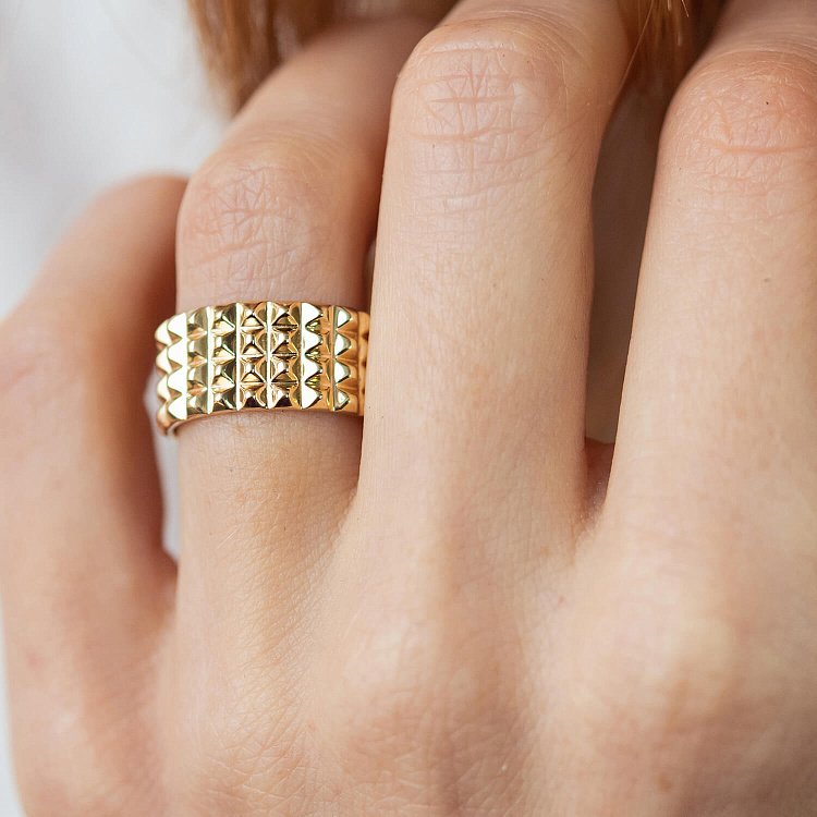 Широкое кольцо "Бьянка" в желтом золоте к07358 от ювелирного магазина Оникс - 18