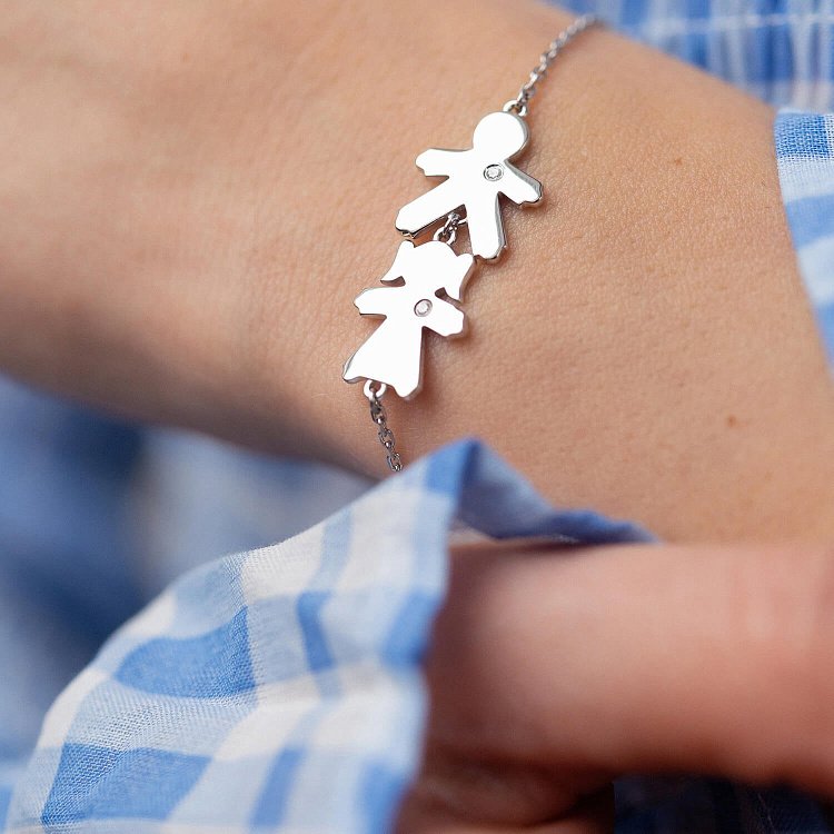 Серебряный браслет "Девочка и мальчик" (возможна гравировка) 2084 от ювелирного магазина Оникс - 5