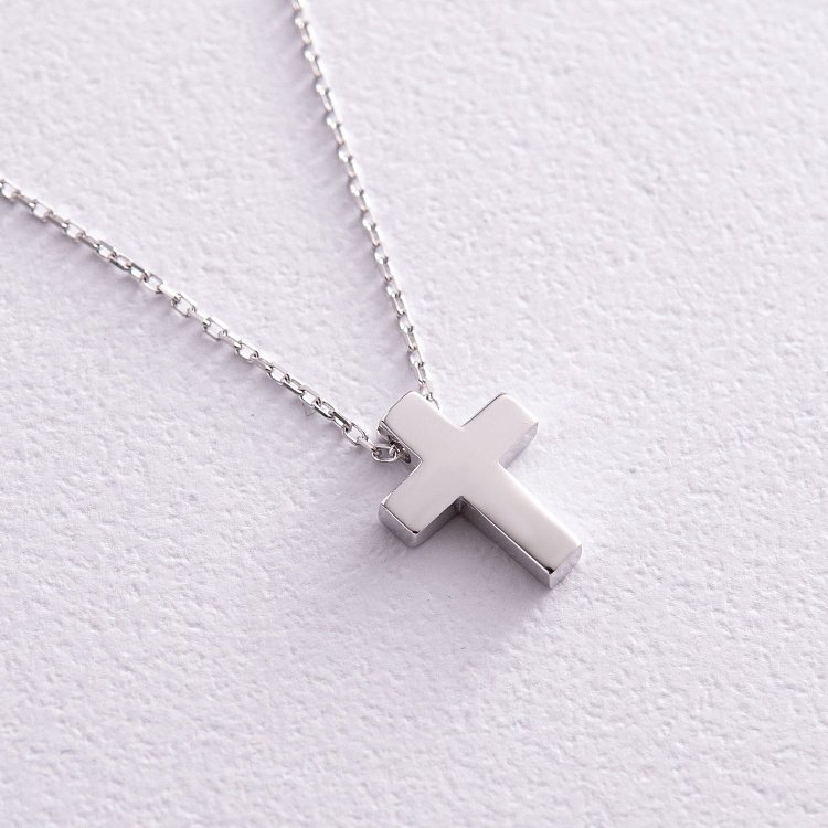Колье "Крестик" в белом золоте кол02269 от ювелирного магазина Оникс