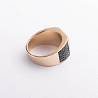 Чоловіча золота печатка "Зірка Давида" (фіаніти, емаль) к06979 от ювелирного магазина Оникс - 3