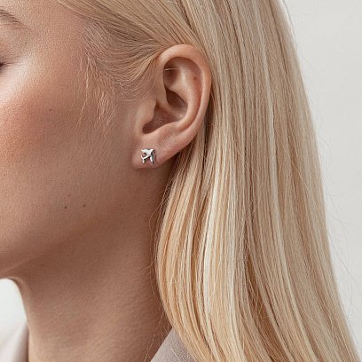 Срібні сережки - пусети "Пташки" 4873 №2