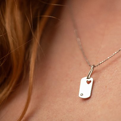 Кулон "Сердечко" для гравировки (белое золото) п03268 №2