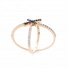 Золотое кольцо "Крестик с черными фианитами" к05111 от ювелирного магазина Оникс - 1
