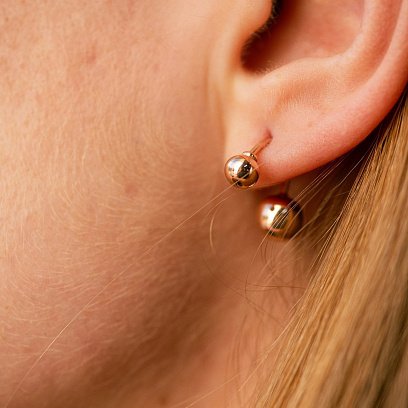 Серьги "Шарики" в красном золоте с08255 №4