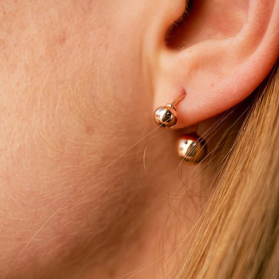 Серьги "Шарики" в красном золоте с08255 №4
