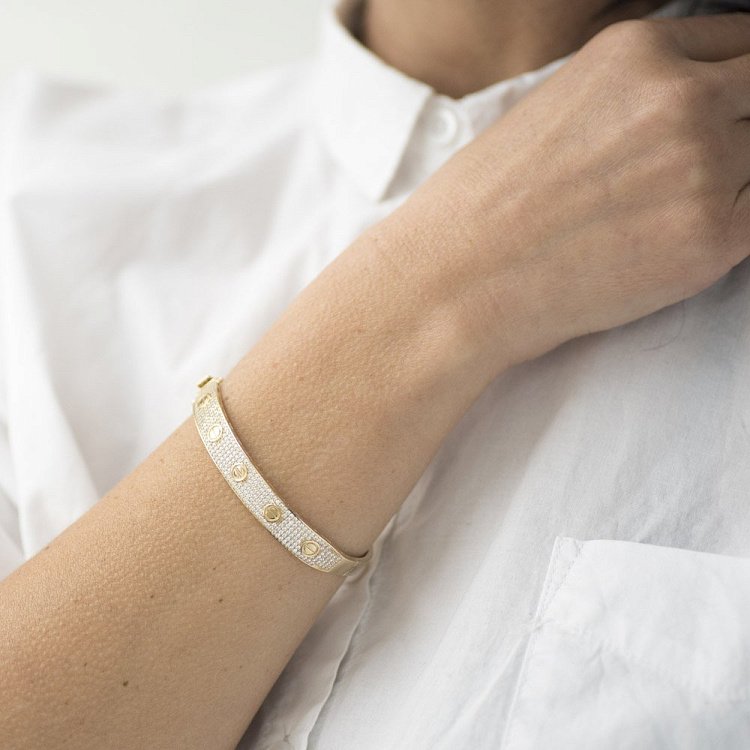 Золотой браслет (фианиты) б03135 от ювелирного магазина Оникс - 3