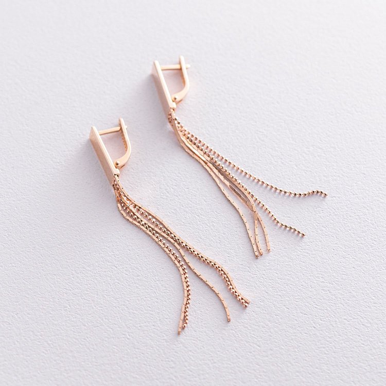 Сережки "Лаконічність" в червоному золоті с06868 від ювелірного магазину Онікс