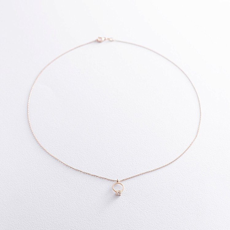 Золотое колье с помолвочным кольцом (фианит) кол01738 от ювелирного магазина Оникс