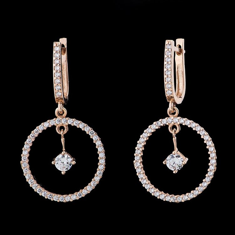 Золоті сережки з фіанітами с01482 від ювелірного магазину Онікс