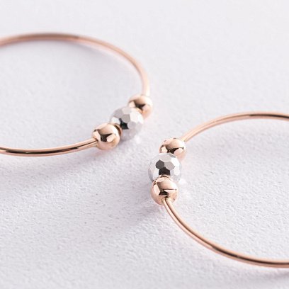 Золоті сережки-кільця з кульками с07784 №4