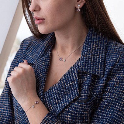 Золоте кольє (аметист, топаз) кол01858 №12