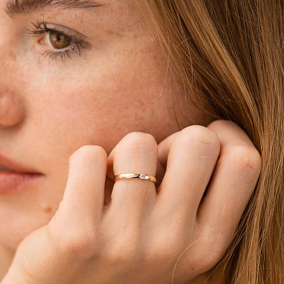 Заручальна золота каблучка з фіанітом к08159 №2