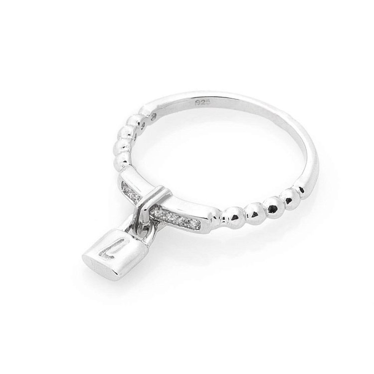 Серебряное кольцо "Замочек" (фианит) 112051 - 1 Серебряное кольцо "Замочек" (фианит) 112051 от ювелирного магазина Оникс - 1