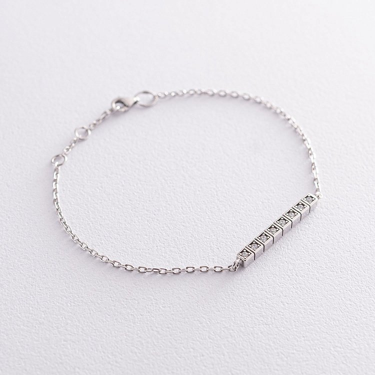 Серебряный браслет "Кубики" с фианитами 141527 от ювелирного магазина Оникс