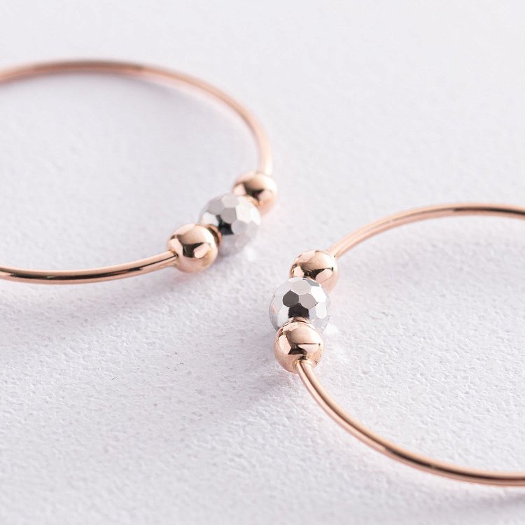 Золоті сережки-кільця з кульками с07784 від ювелірного магазину Онікс - 4