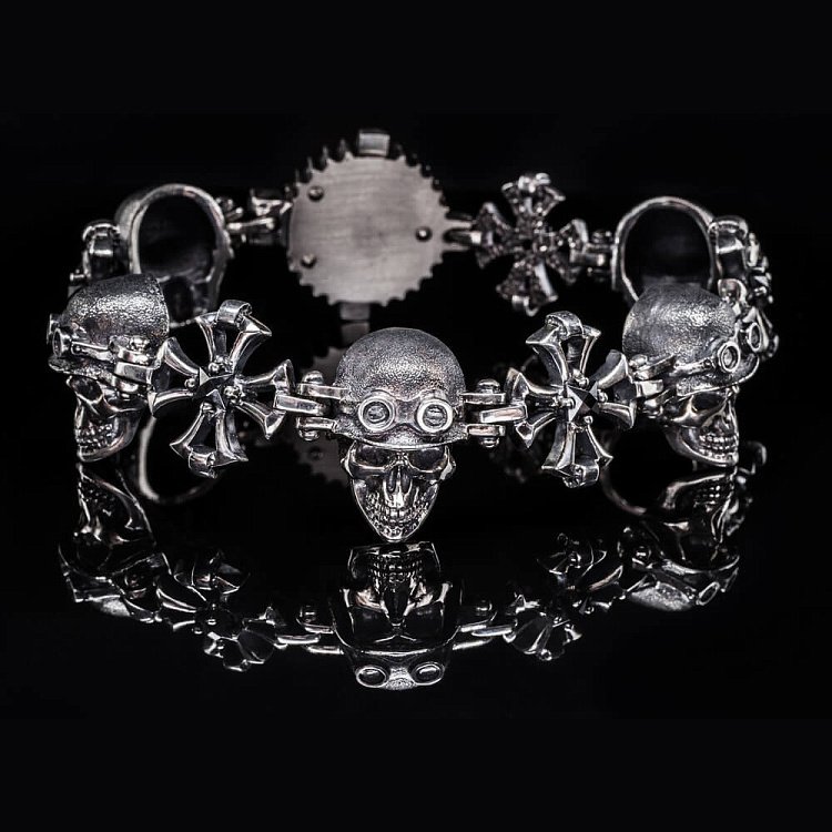 Чоловічий срібний браслет "Гонщик" з гематитом tlbiker від ювелірного магазину Онікс - 8