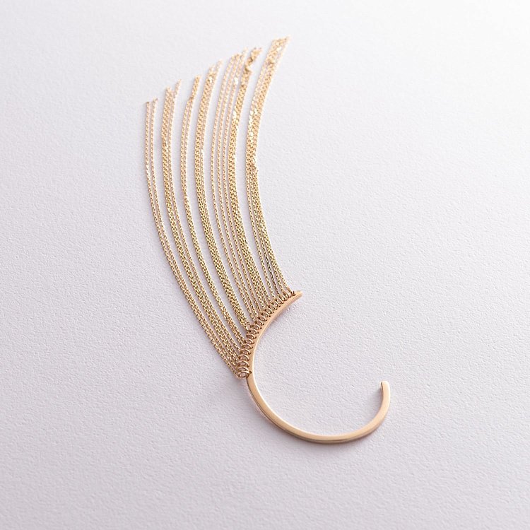 Серьга - каффа "Неповторимость" в желтом золоте с07560 от ювелирного магазина Оникс - 8