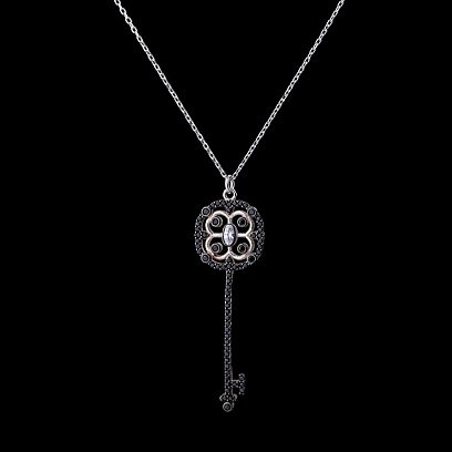 Серебряное колье "Ключик" (фианиты) 18455 №4