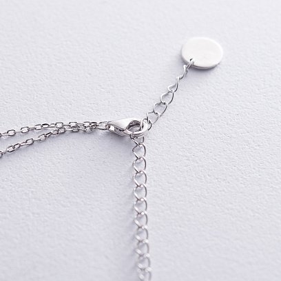 Подвійне срібне кольє "Сердечка" з фіанітами 18933 №4