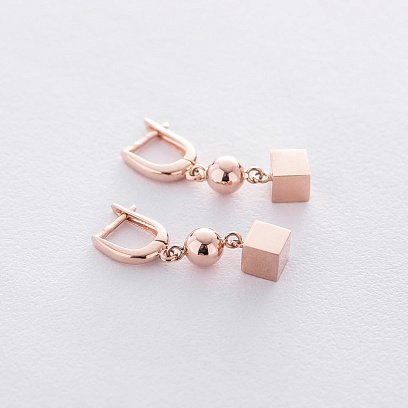 Золотые серьги "Квадратики" с06187