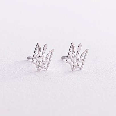 Золоті сережки-пусети "Герб України - Тризуб" с07943