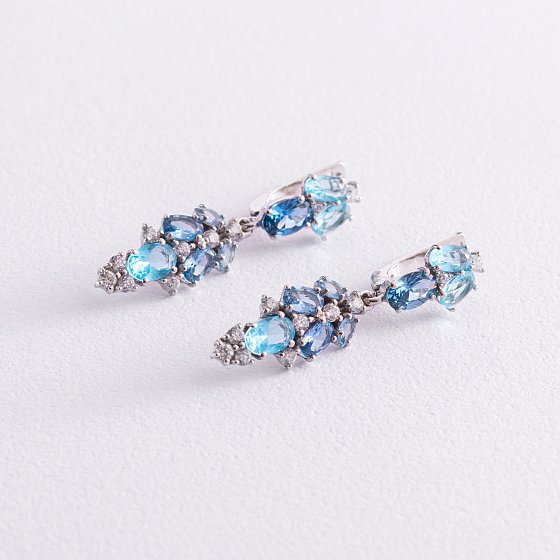 Срібні сережки з кварцом і фіанітами 2950/9р-QLBQS №4