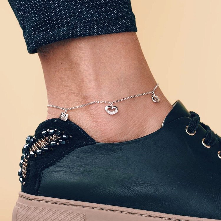 Серебряный браслет на ногу с фианитами 14939 от ювелирного магазина Оникс - 4