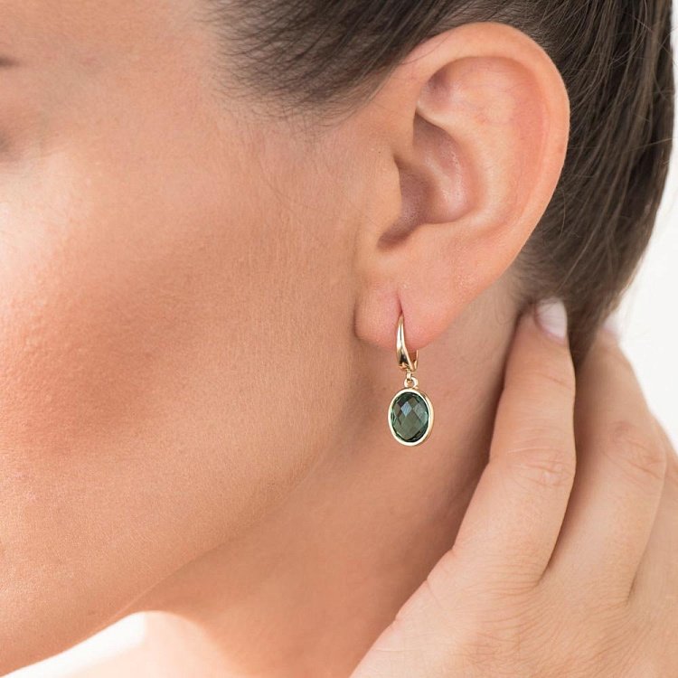 Золоті сережки з зеленим кварцом 14048690к від ювелірного магазину Онікс - 3